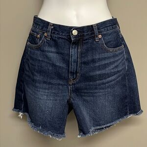 American Eagle Outfitters Dark Wash Distressed Faded Mom 5-Pocket Shorts- Sz 8